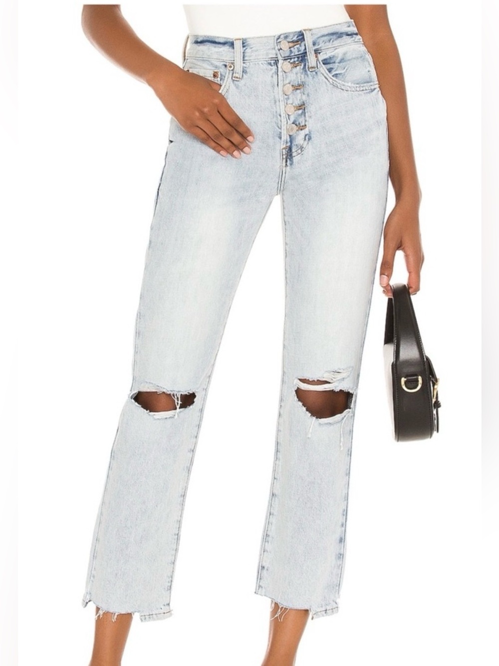 PISTOLA Charlie High Rise Straight Jeans Revolve Size 30 Light Wash Distressed